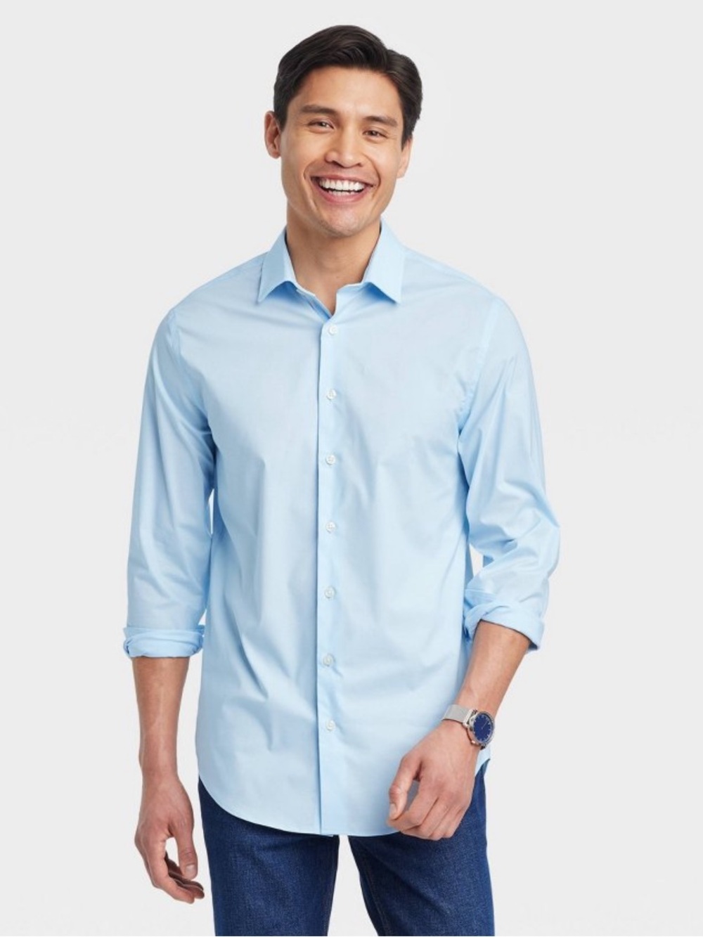 Goodfellow & Co Men’s Performance Long Sleeve Button Down Dress Shirt Blue Small